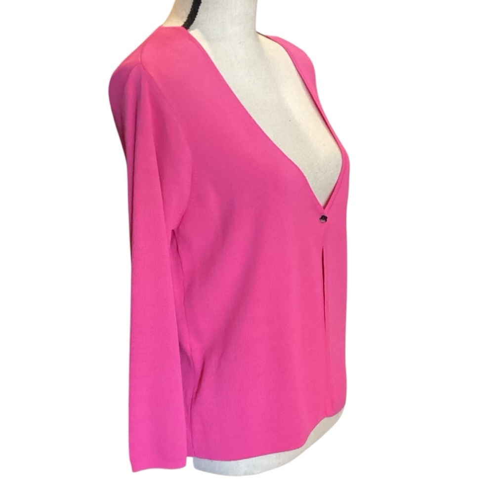 Studio I Viscose Knit One Button Fuchsia Pink Car… - image 4